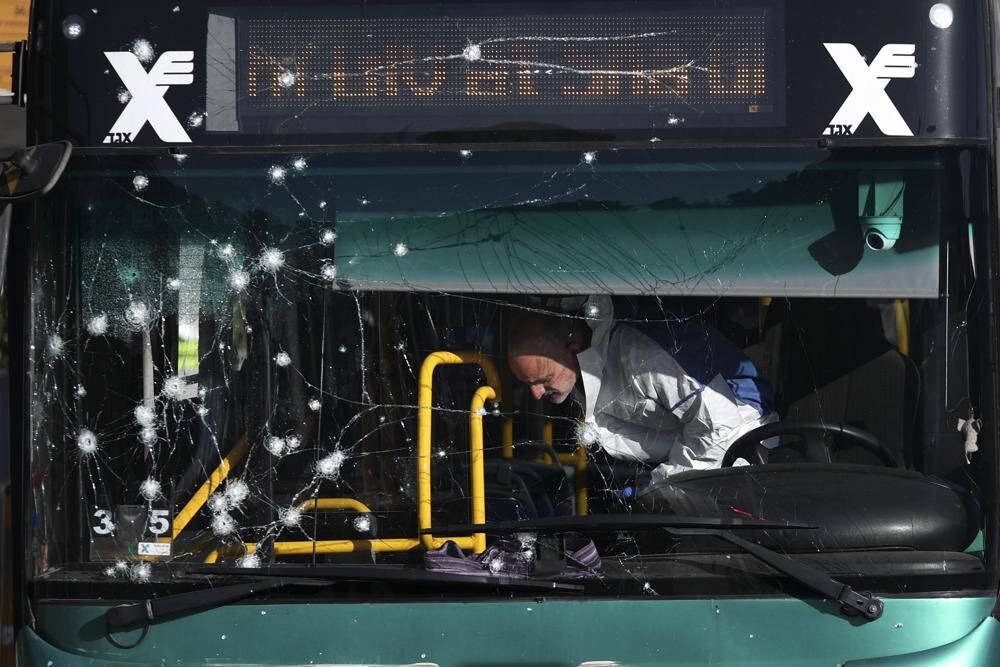 Israeli police at scene of explosion at bus stop in Jerusalem